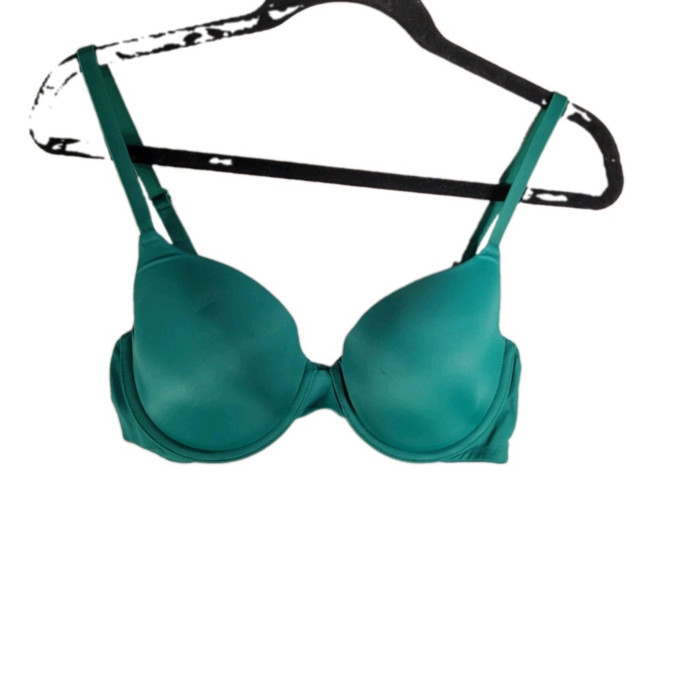 PINK Victorias Secret Bra 38B Emerald Green Wear Everywhere T-Shirt Y2K Lounge